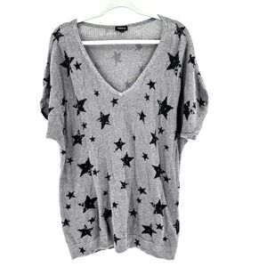 Torrid Crochet Open Knit Star Sweater Women's 3X Gray Beachy Coastal Airy V Neck